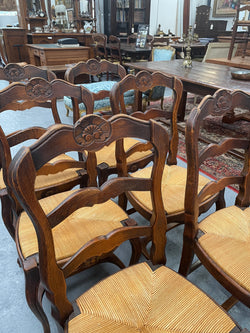 Set of Six French Oak Rush Seat Dining Chairs | Antique & Vintage | Moonee Ponds Antiques | Australia Wide Delivery
