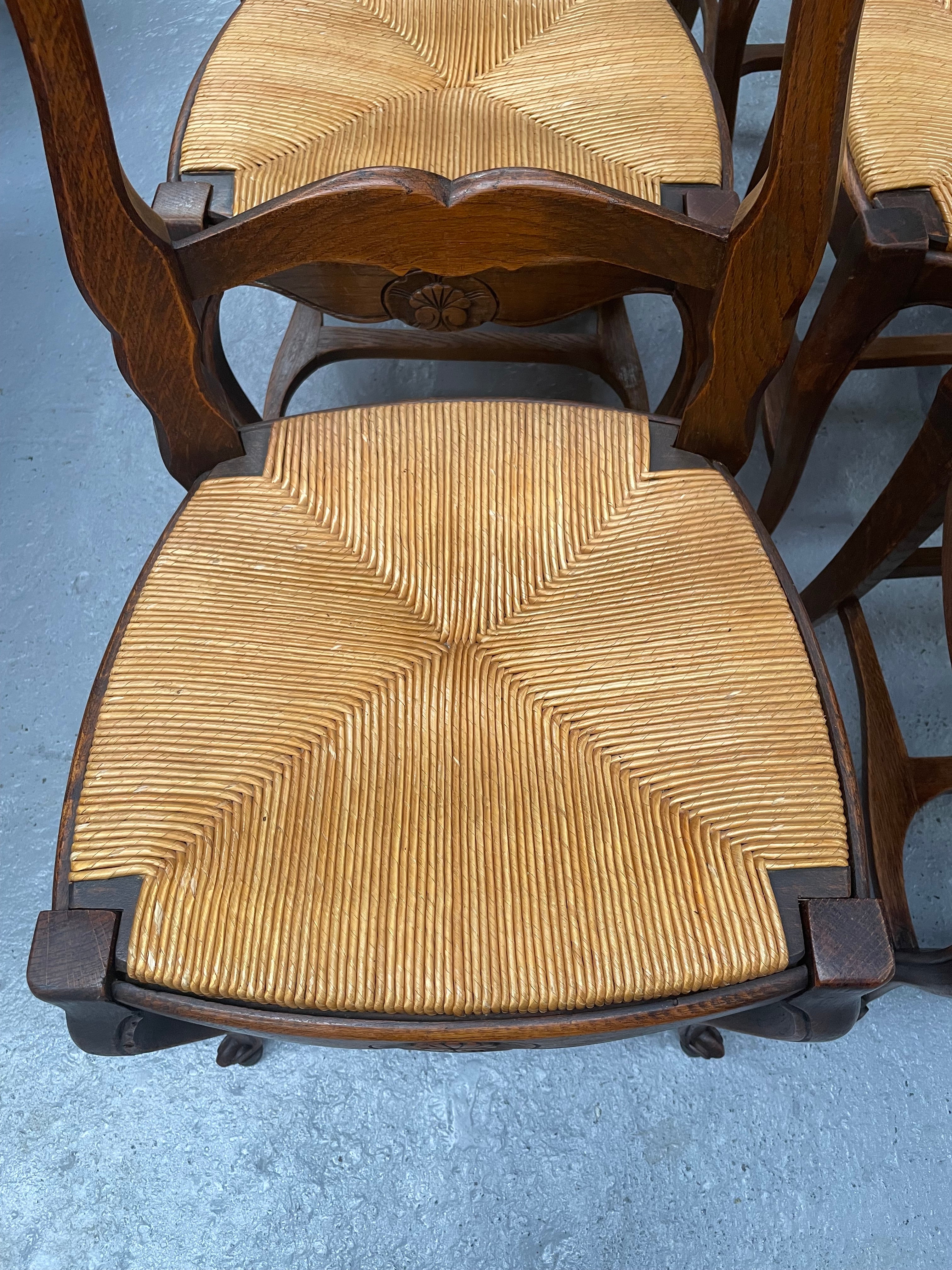Set of Six French Oak Rush Seat Dining Chairs | Antique & Vintage | Moonee Ponds Antiques | Australia Wide Delivery