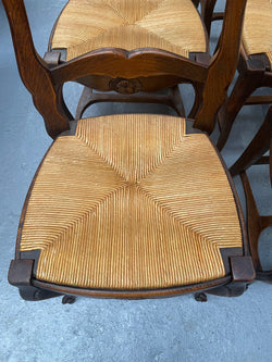 Set of Six French Oak Rush Seat Dining Chairs | Antique & Vintage | Moonee Ponds Antiques | Australia Wide Delivery
