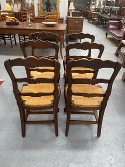 Set of Six French Oak Rush Seat Dining Chairs | Antique & Vintage | Moonee Ponds Antiques | Australia Wide Delivery