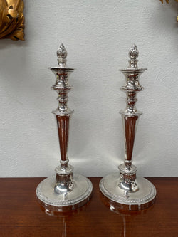 Stunning Pair of Old Sheffield Plate Candlesticks | Antique & Vintage | Moonee Ponds Antiques | Australia Wide Delivery