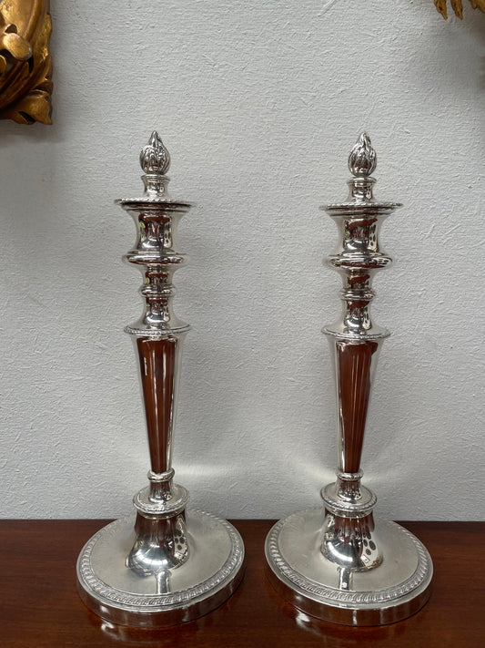 Stunning Pair of Old Sheffield Plate Candlesticks