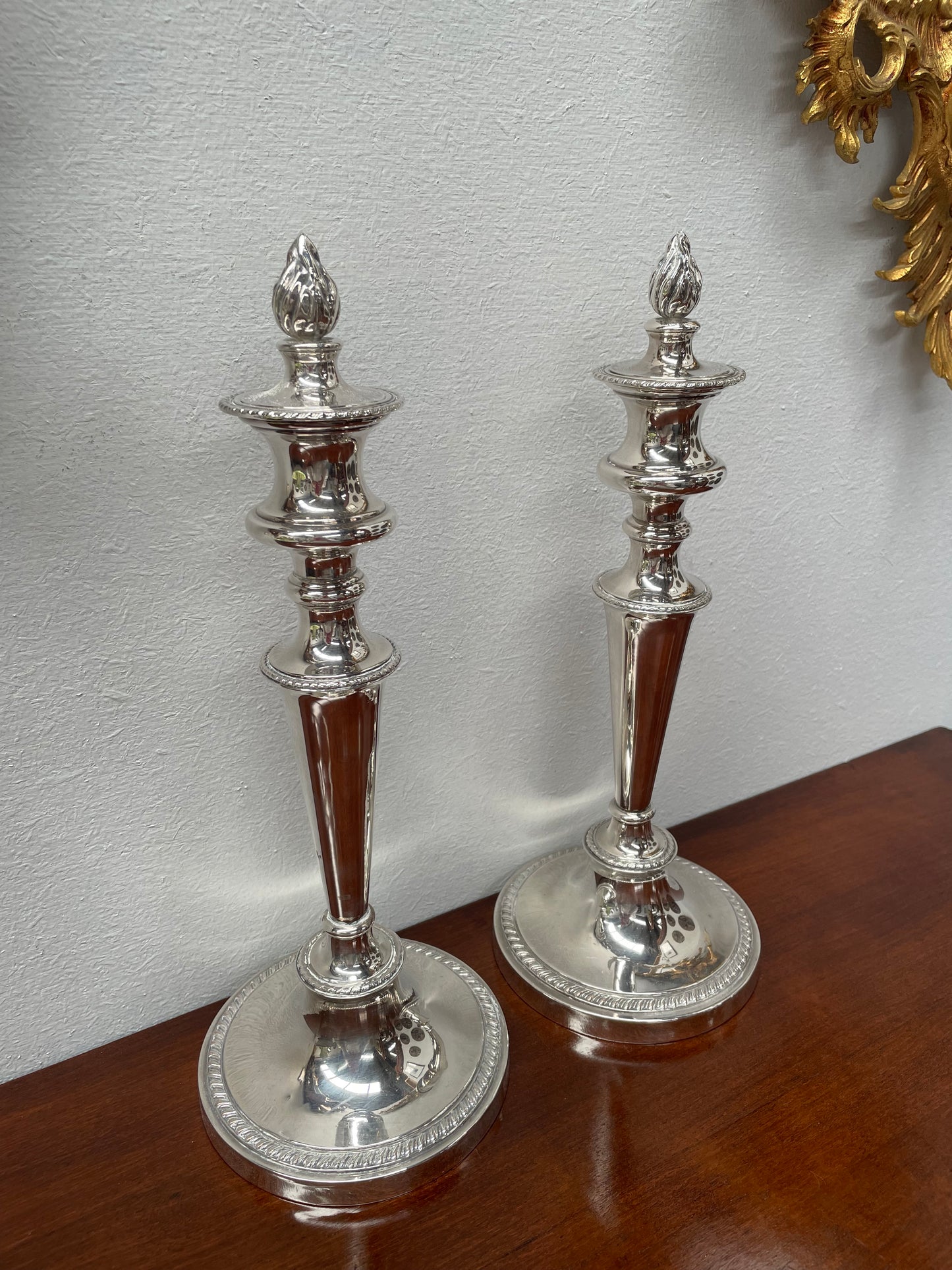Stunning Pair of Old Sheffield Plate Candlesticks