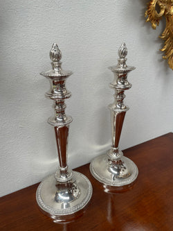 Stunning Pair of Old Sheffield Plate Candlesticks | Antique & Vintage | Moonee Ponds Antiques | Australia Wide Delivery