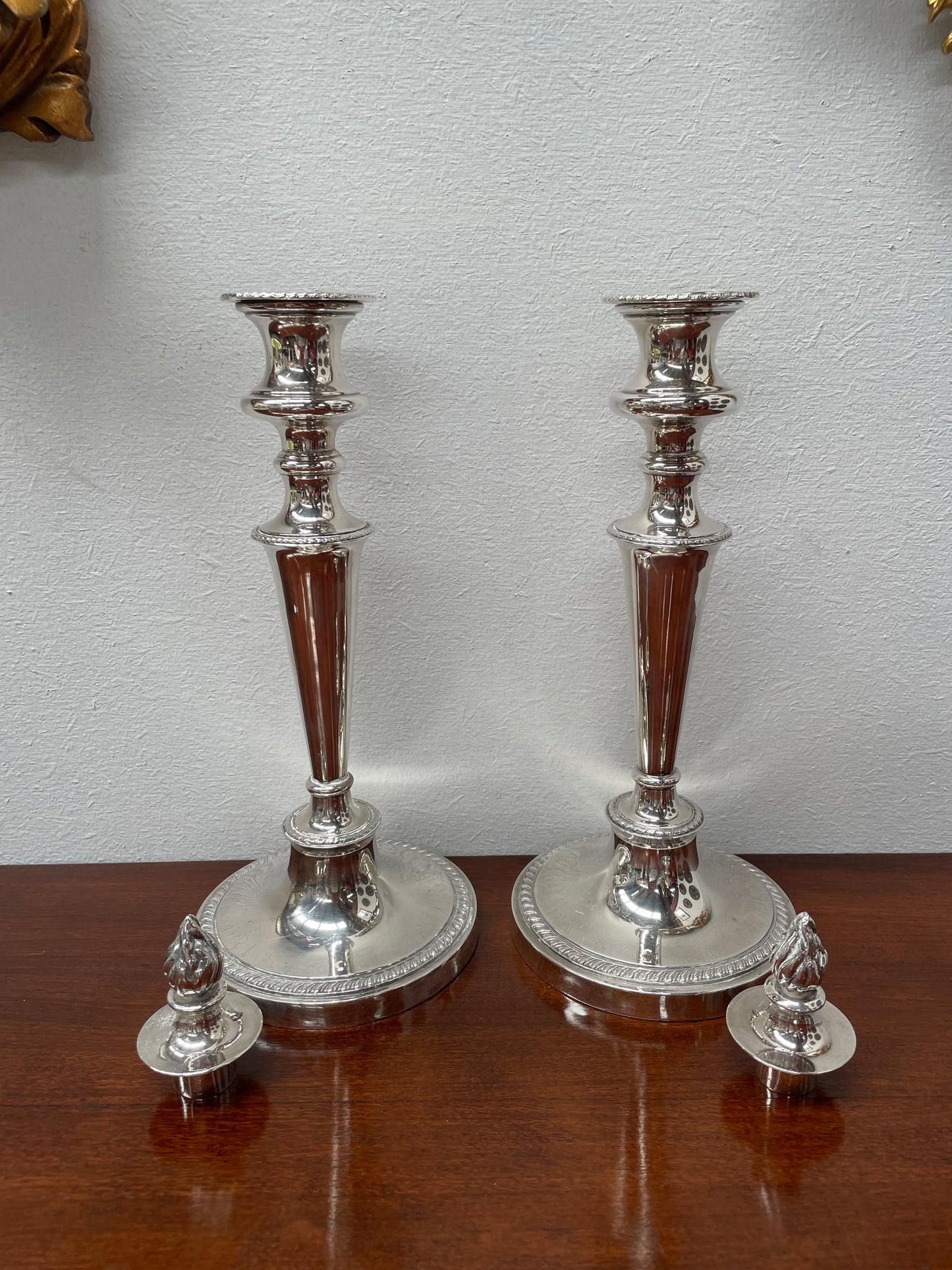 Stunning Pair of Old Sheffield Plate Candlesticks