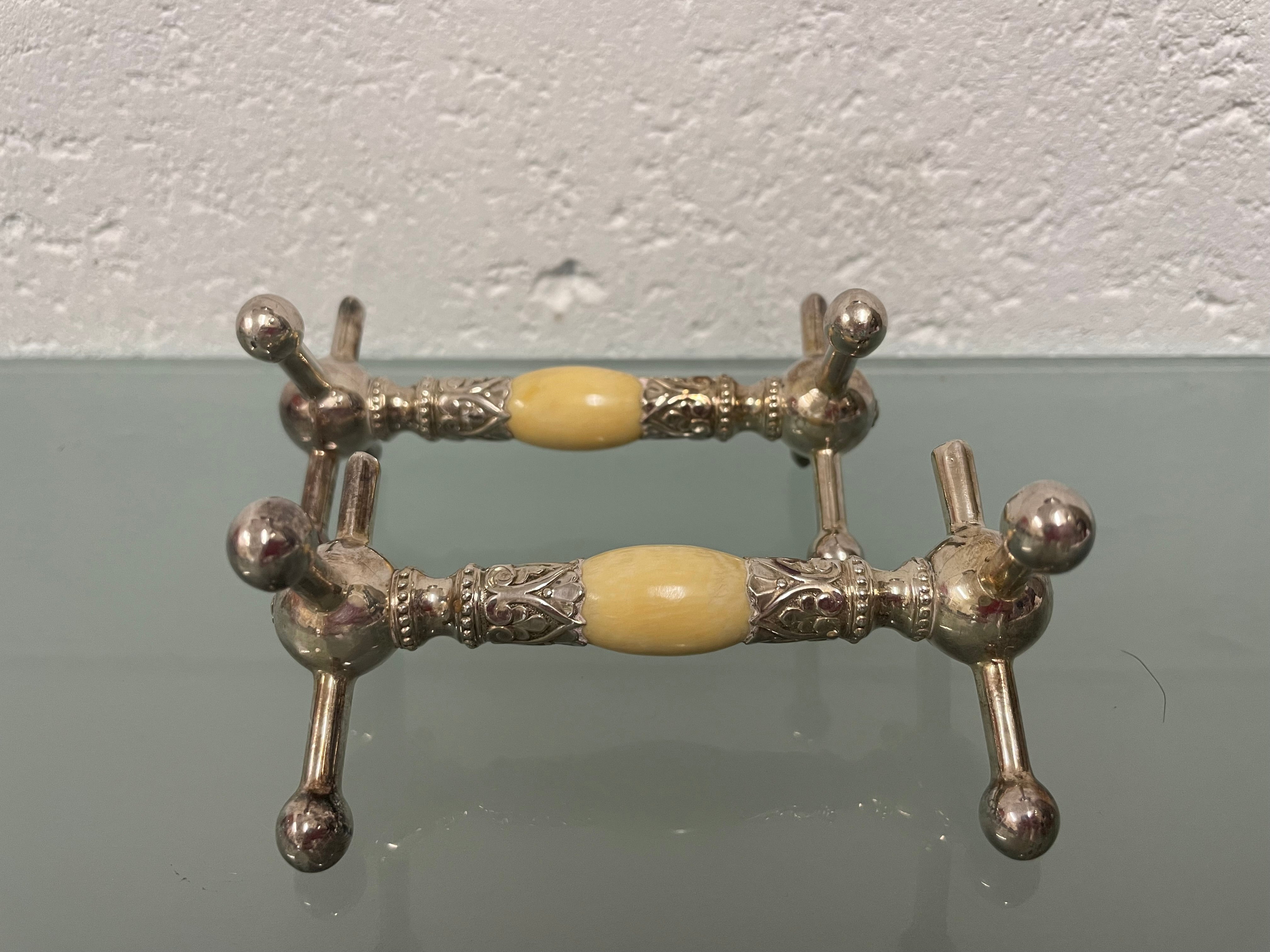 Beautiful Pair of Antique Silver & Ivory Knife Rests | Antique & Vintage | Moonee Ponds Antiques | Australia Wide Delivery