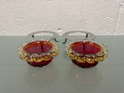 Pair of Antique Ruby & Citrine Glass Salts | Antique & Vintage | Moonee Ponds Antiques | Australia Wide Delivery