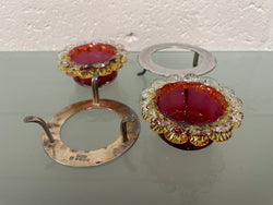 Pair of Antique Ruby & Citrine Glass Salts | Antique & Vintage | Moonee Ponds Antiques | Australia Wide Delivery