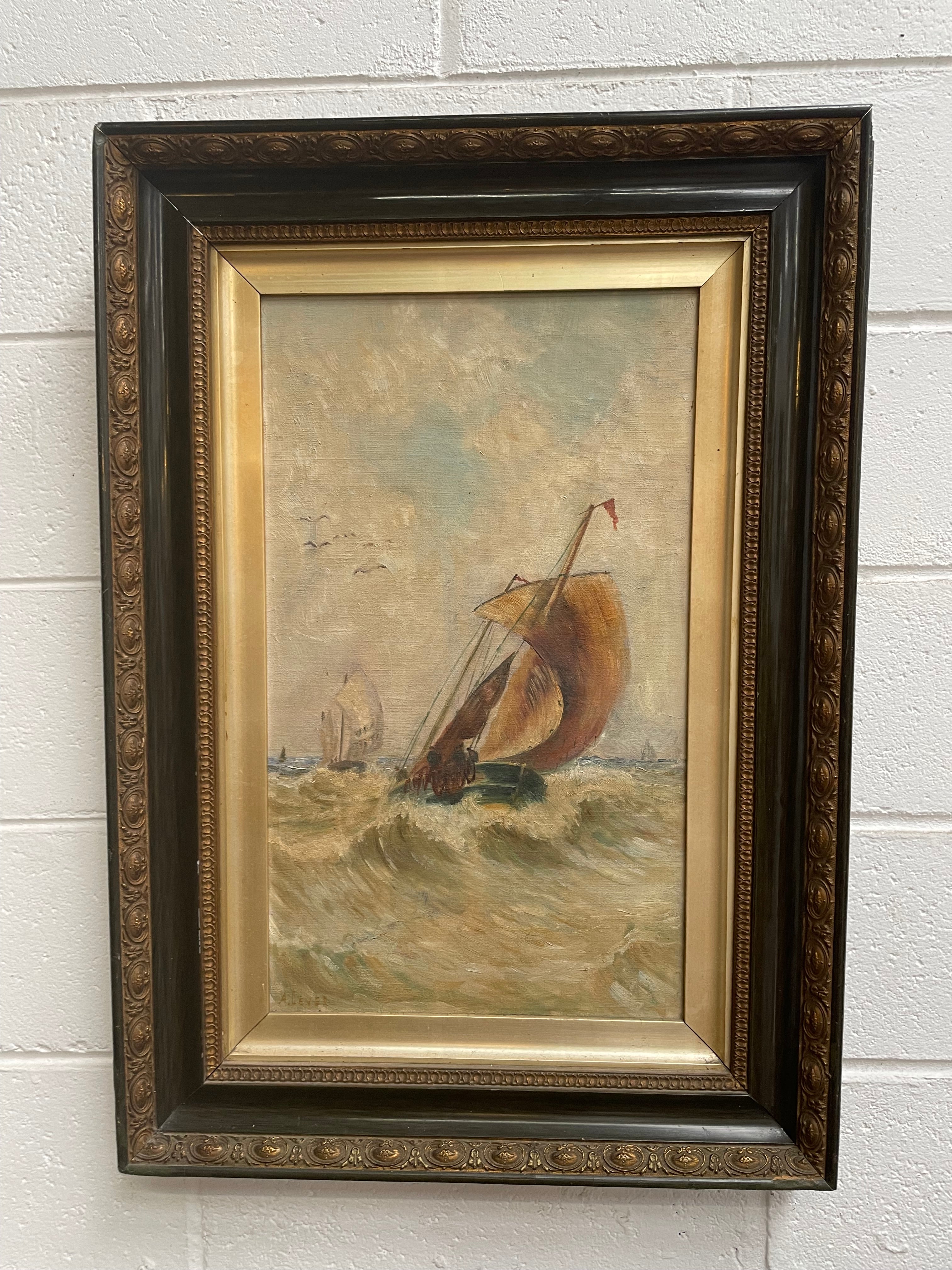Lovely Antique Marine Oil on Canvas in Ornate Frame | Antique & Vintage | Moonee Ponds Antiques | Australia Wide Delivery