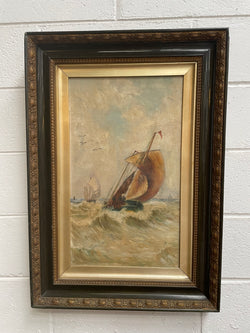 Lovely Antique Marine Oil on Canvas in Ornate Frame | Antique & Vintage | Moonee Ponds Antiques | Australia Wide Delivery
