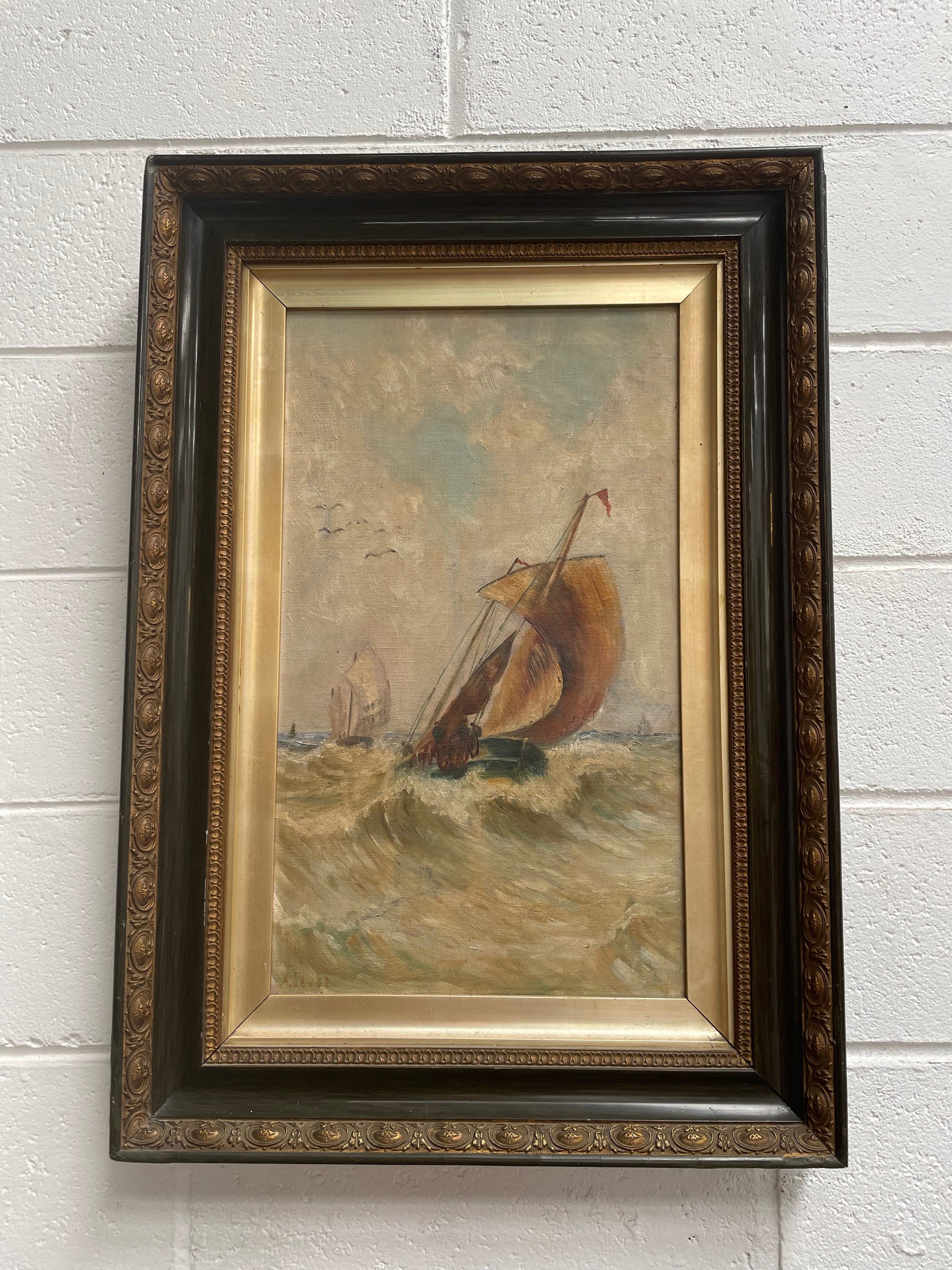 Lovely Antique Marine Oil on Canvas in Ornate Frame | Antique & Vintage | Moonee Ponds Antiques | Australia Wide Delivery
