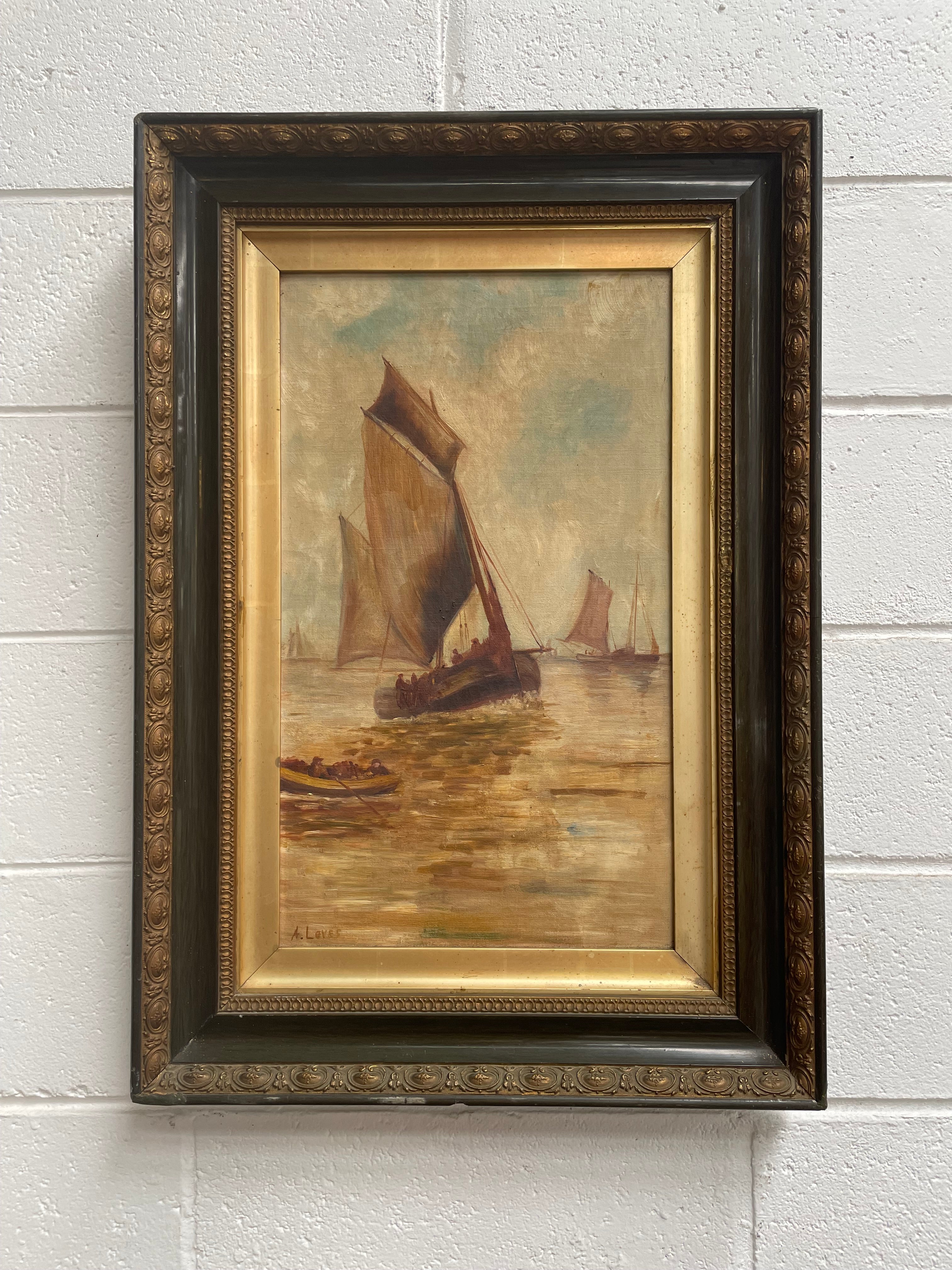 Lovely Antique Marine Oil on Canvas | Antique & Vintage | Moonee Ponds Antiques | Australia Wide Delivery