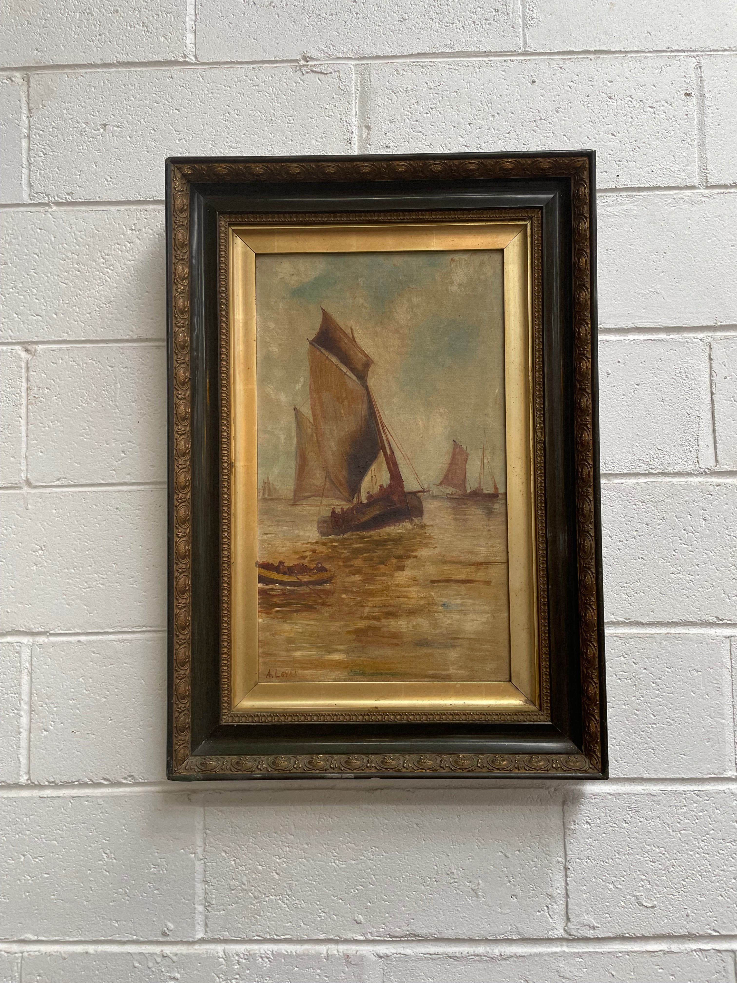 Lovely Antique Marine Oil on Canvas | Antique & Vintage | Moonee Ponds Antiques | Australia Wide Delivery