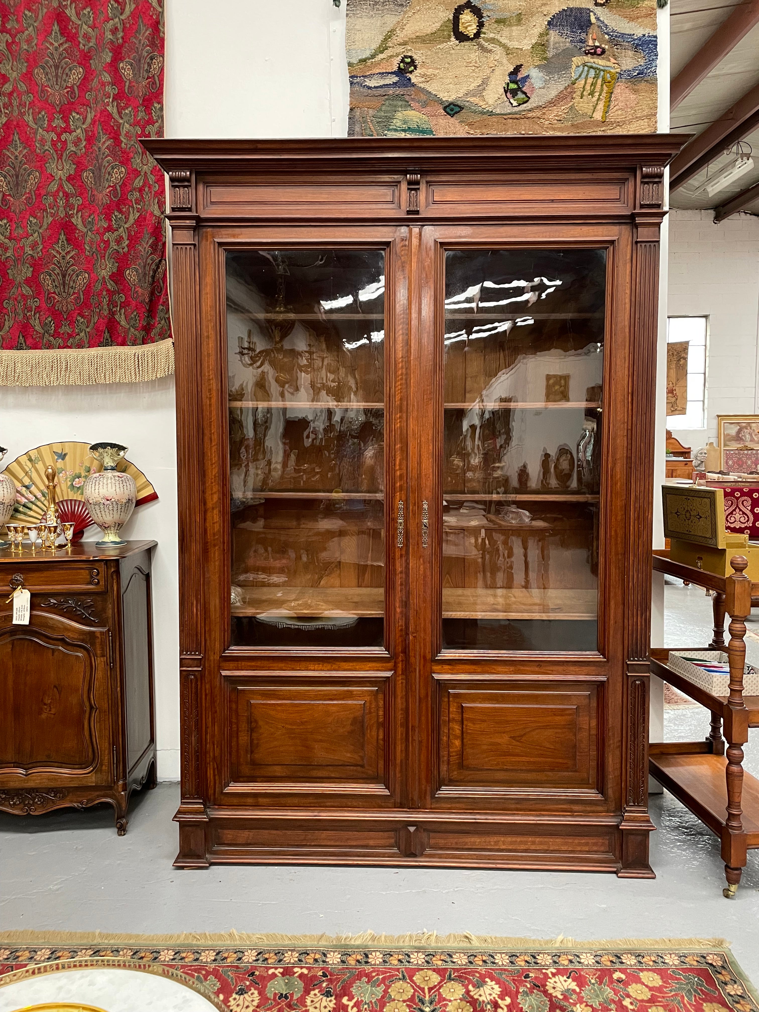 Grand French Walnut Louis XVI Style Two Door Bookcase | Antique & Vintage | Moonee Ponds Antiques | Australia Wide Delivery