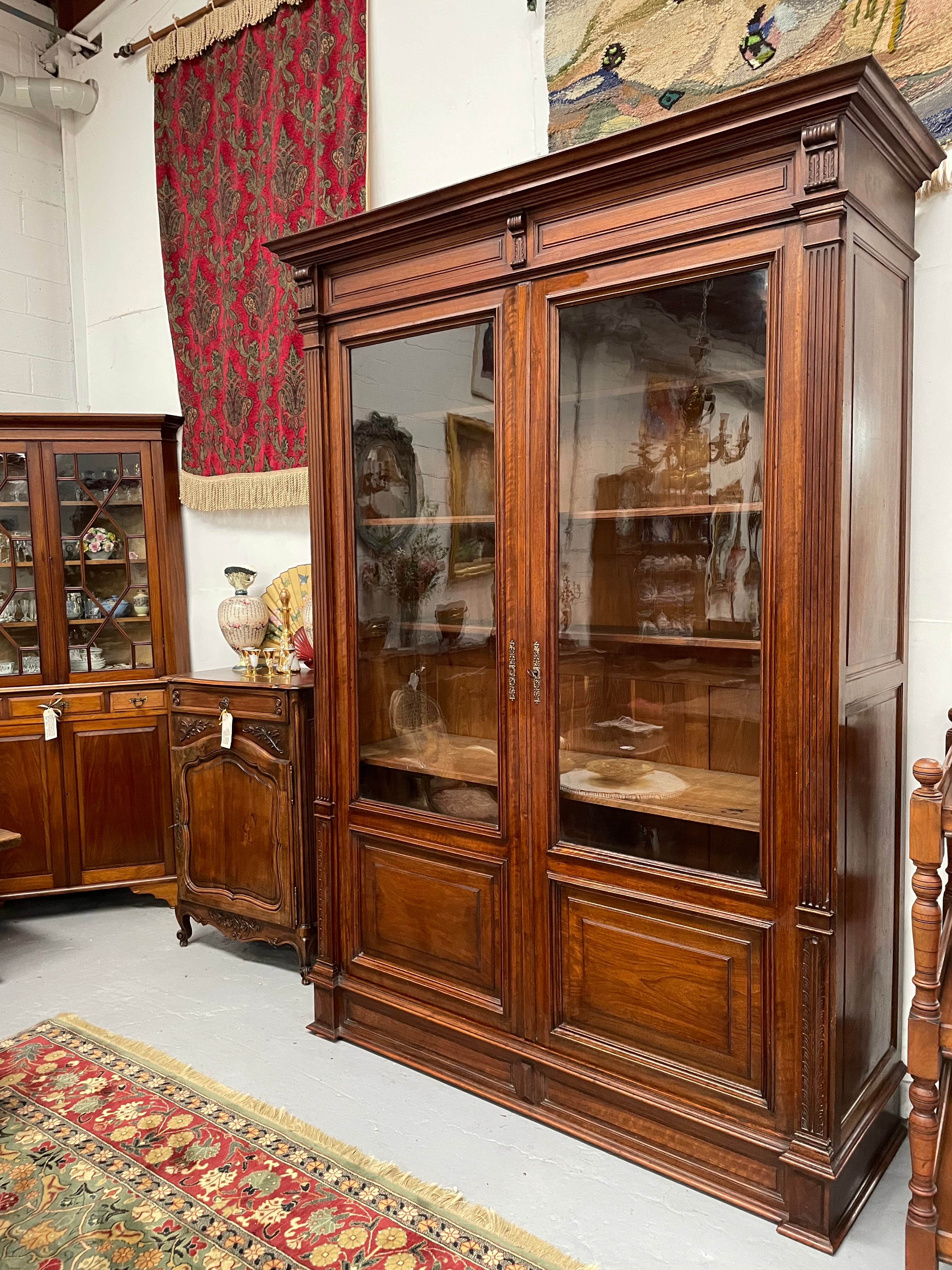 Grand French Walnut Louis XVI Style Two Door Bookcase | Antique & Vintage | Moonee Ponds Antiques | Australia Wide Delivery
