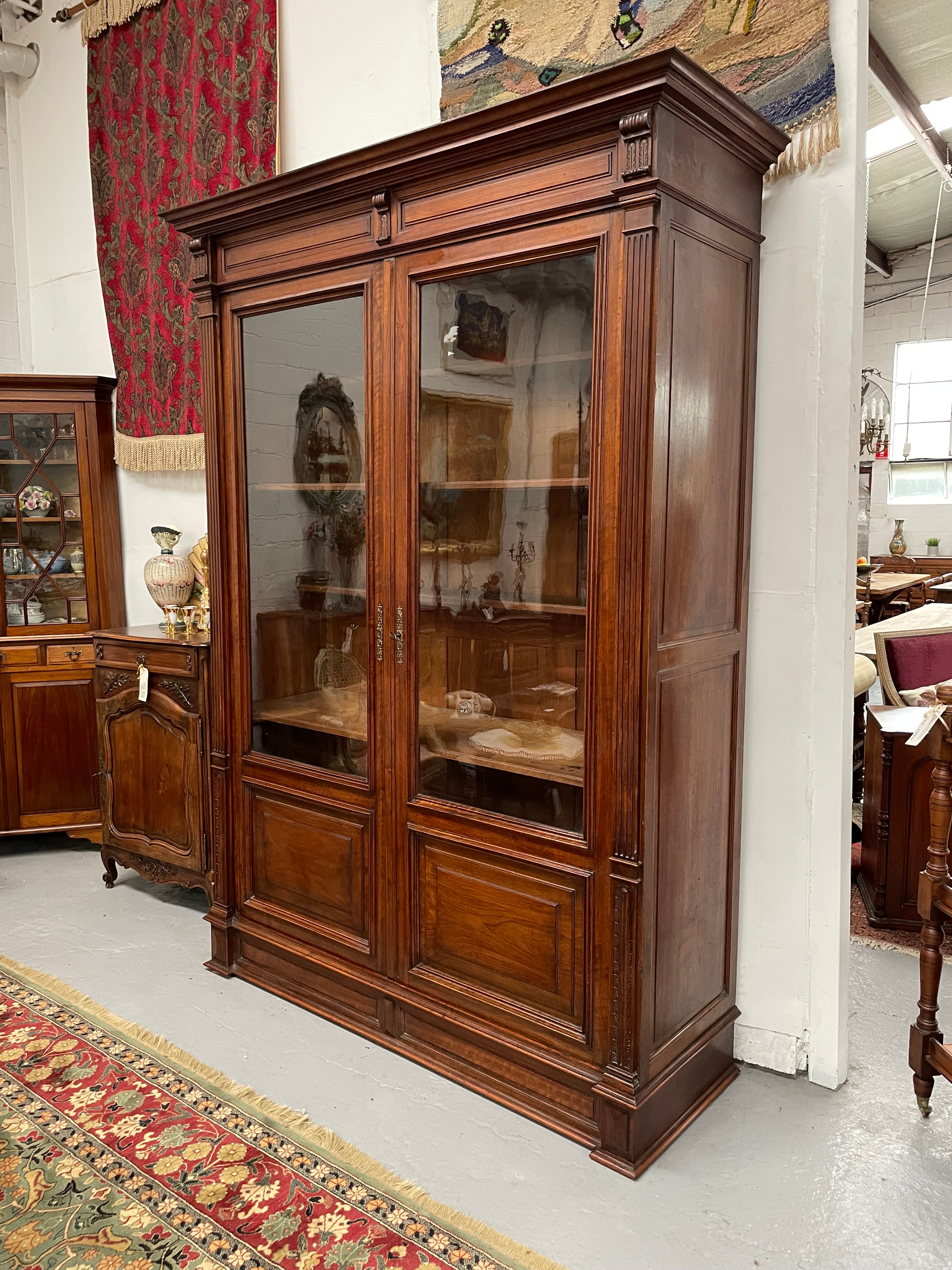 Grand French Walnut Louis XVI Style Two Door Bookcase | Antique & Vintage | Moonee Ponds Antiques | Australia Wide Delivery