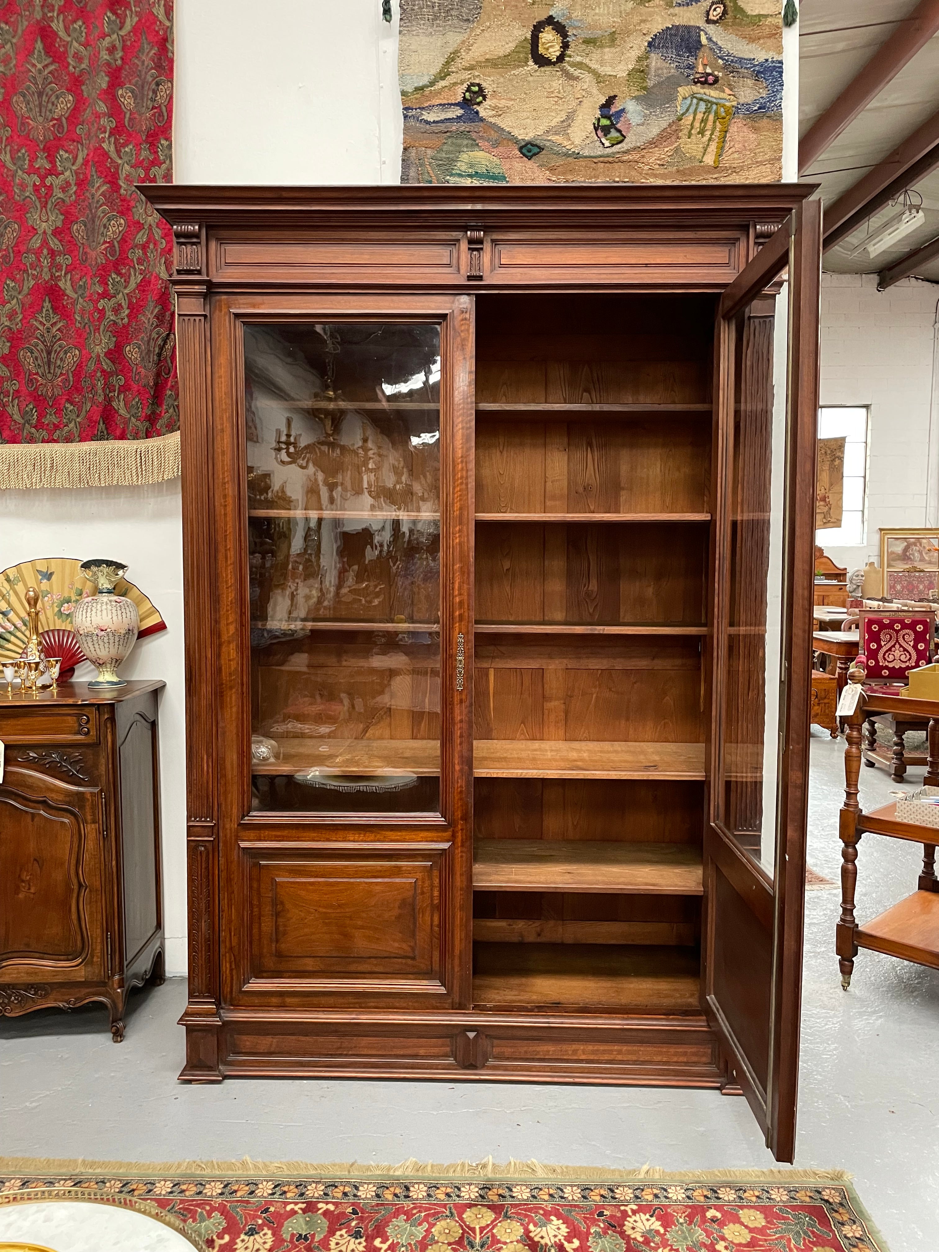 Grand French Walnut Louis XVI Style Two Door Bookcase | Antique & Vintage | Moonee Ponds Antiques | Australia Wide Delivery