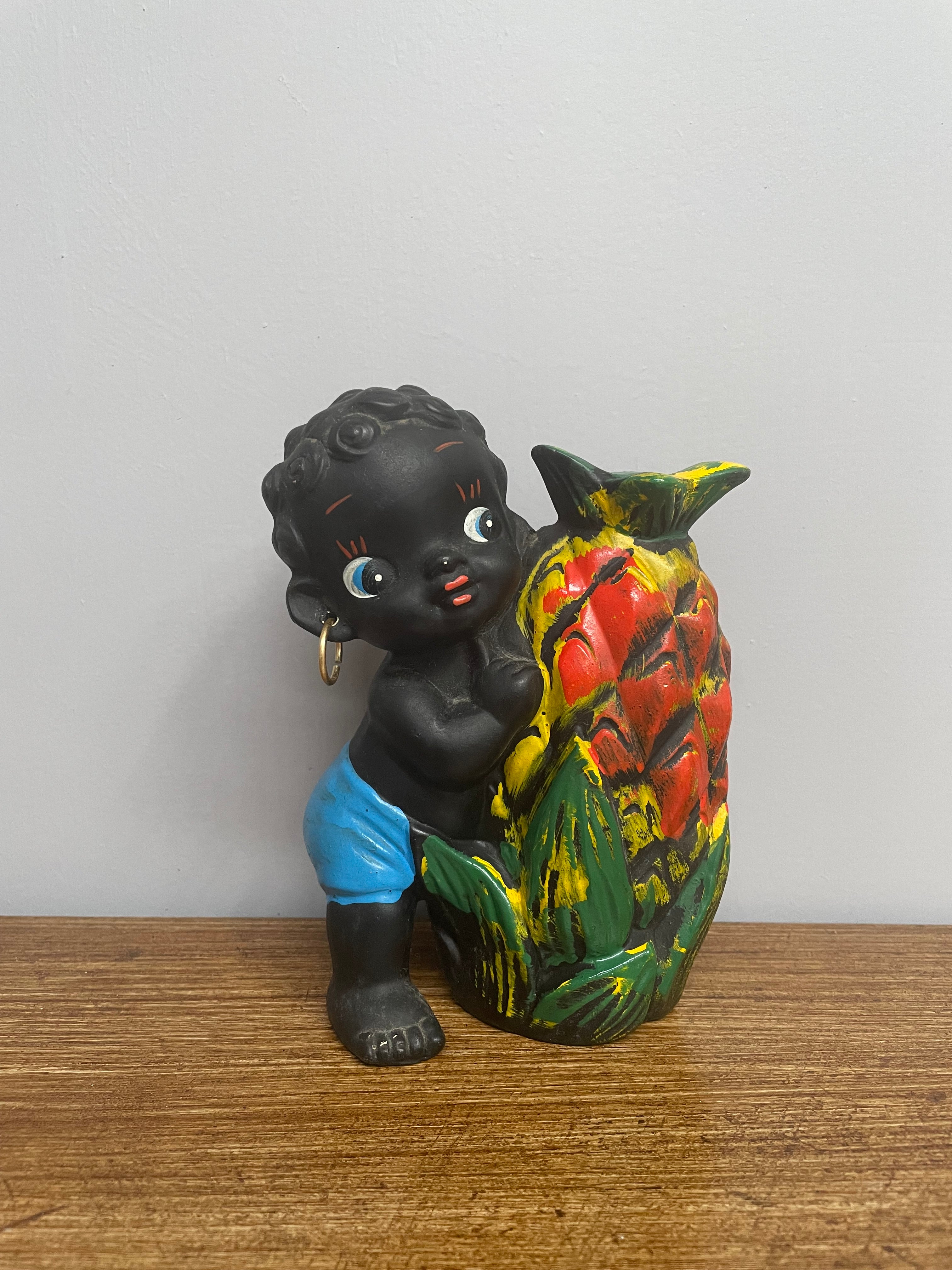 Japanese ceramic boy with pineapple money box. | Antique & Vintage | Moonee Ponds Antiques | Australia Wide Delivery