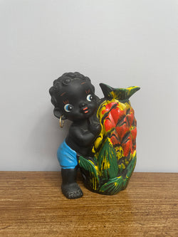 Japanese ceramic boy with pineapple money box. | Antique & Vintage | Moonee Ponds Antiques | Australia Wide Delivery