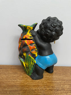 Japanese ceramic boy with pineapple money box. | Antique & Vintage | Moonee Ponds Antiques | Australia Wide Delivery