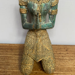 Antique Gilt Bronze Green Patina Bhudda