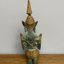 Antique Gilt Bronze Green Patina Bhudda