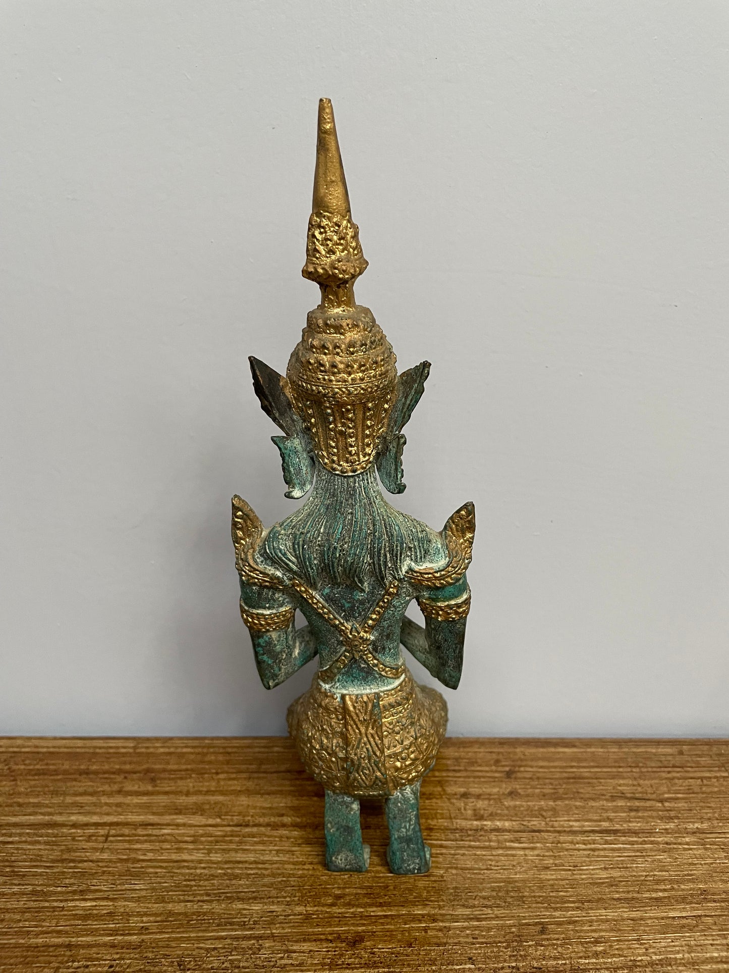 Antique Gilt Bronze Green Patina Bhudda