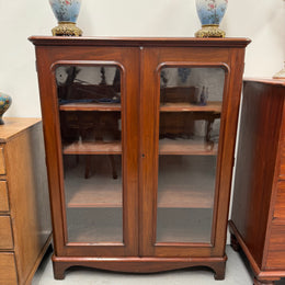 Victorian Cedar Two Door Display Cabinet / Bookcase