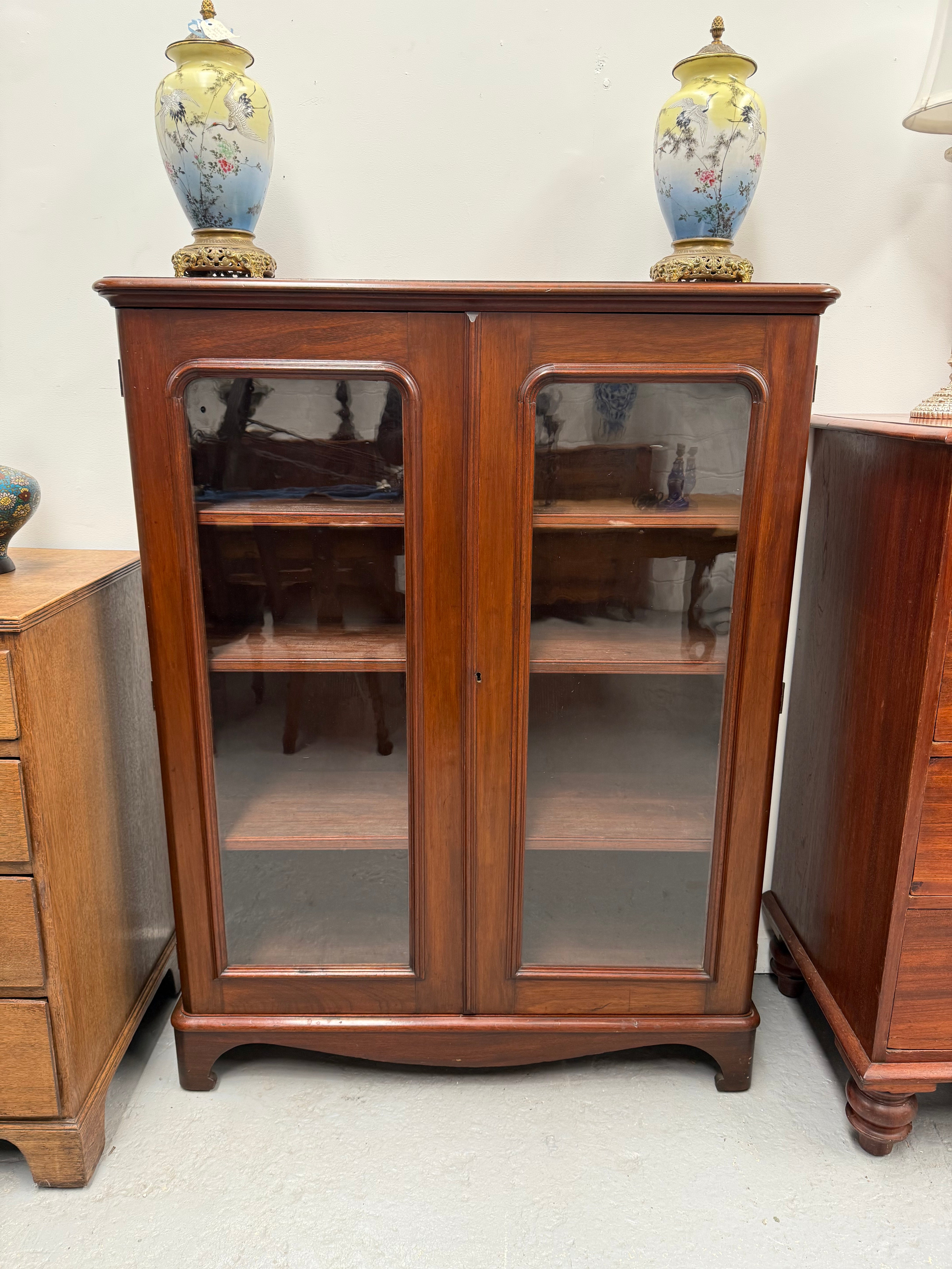 Victorian Cedar Two Door Display Cabinet / Bookcase | Antique & Vintage | Moonee Ponds Antiques | Australia Wide Delivery