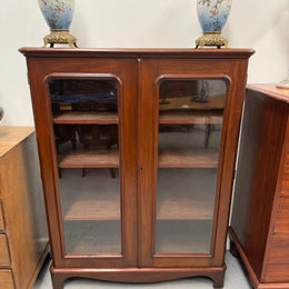 Victorian Cedar Two Door Display Cabinet / Bookcase