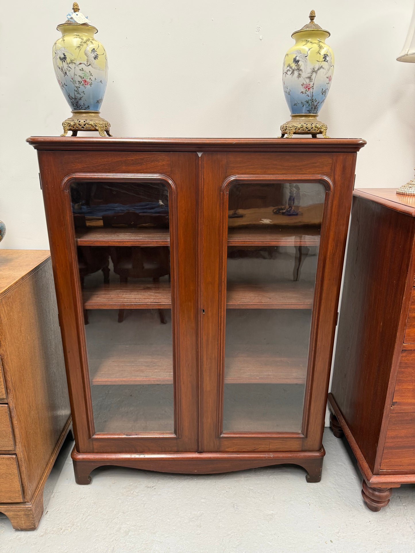 Victorian Cedar Two Door Display Cabinet / Bookcase