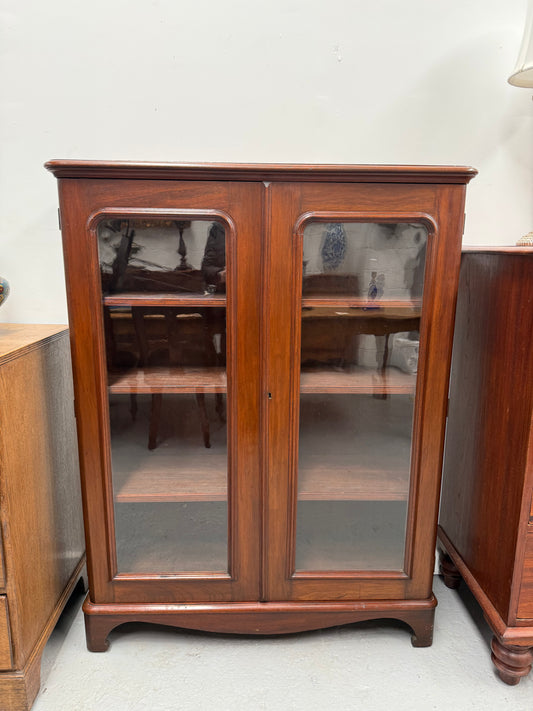 Victorian Cedar Two Door Display Cabinet / Bookcase
