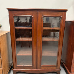 Victorian Cedar Two Door Display Cabinet / Bookcase