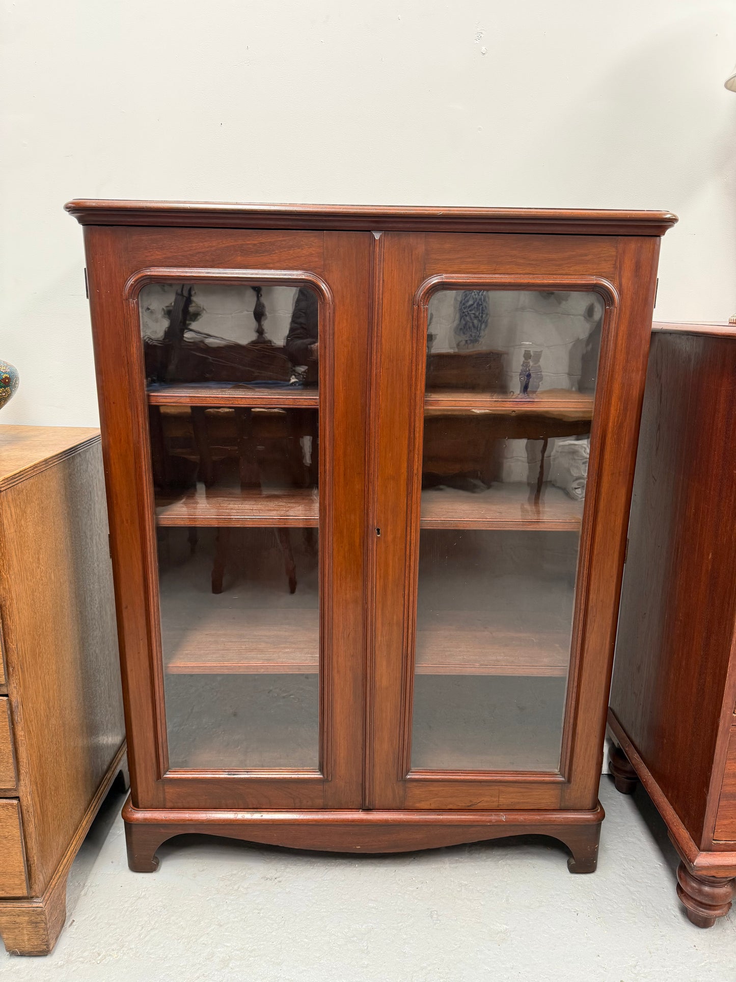 Victorian Cedar Two Door Display Cabinet / Bookcase