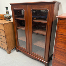 Victorian Cedar Two Door Display Cabinet / Bookcase