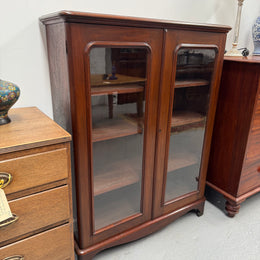 Victorian Cedar Two Door Display Cabinet / Bookcase