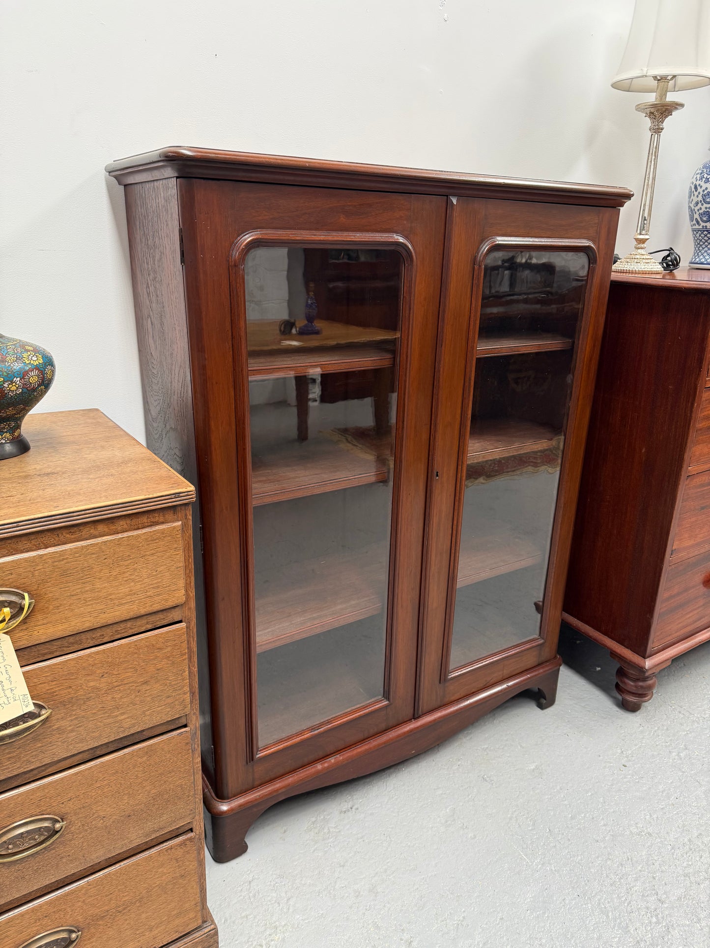 Victorian Cedar Two Door Display Cabinet / Bookcase