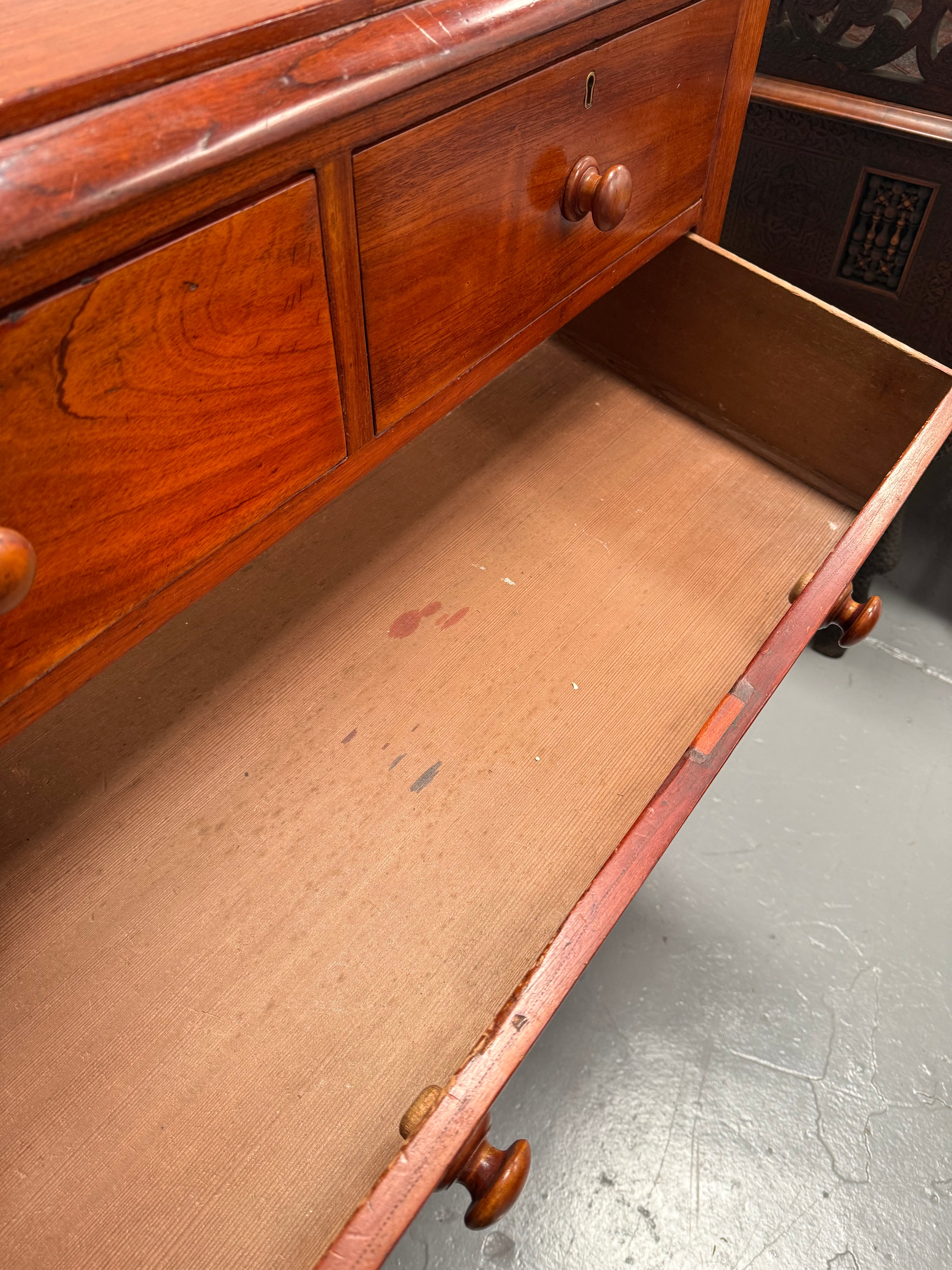 Cedar Five Drawer Chest On Bun Feet | Antique & Vintage | Moonee Ponds Antiques | Australia Wide Delivery