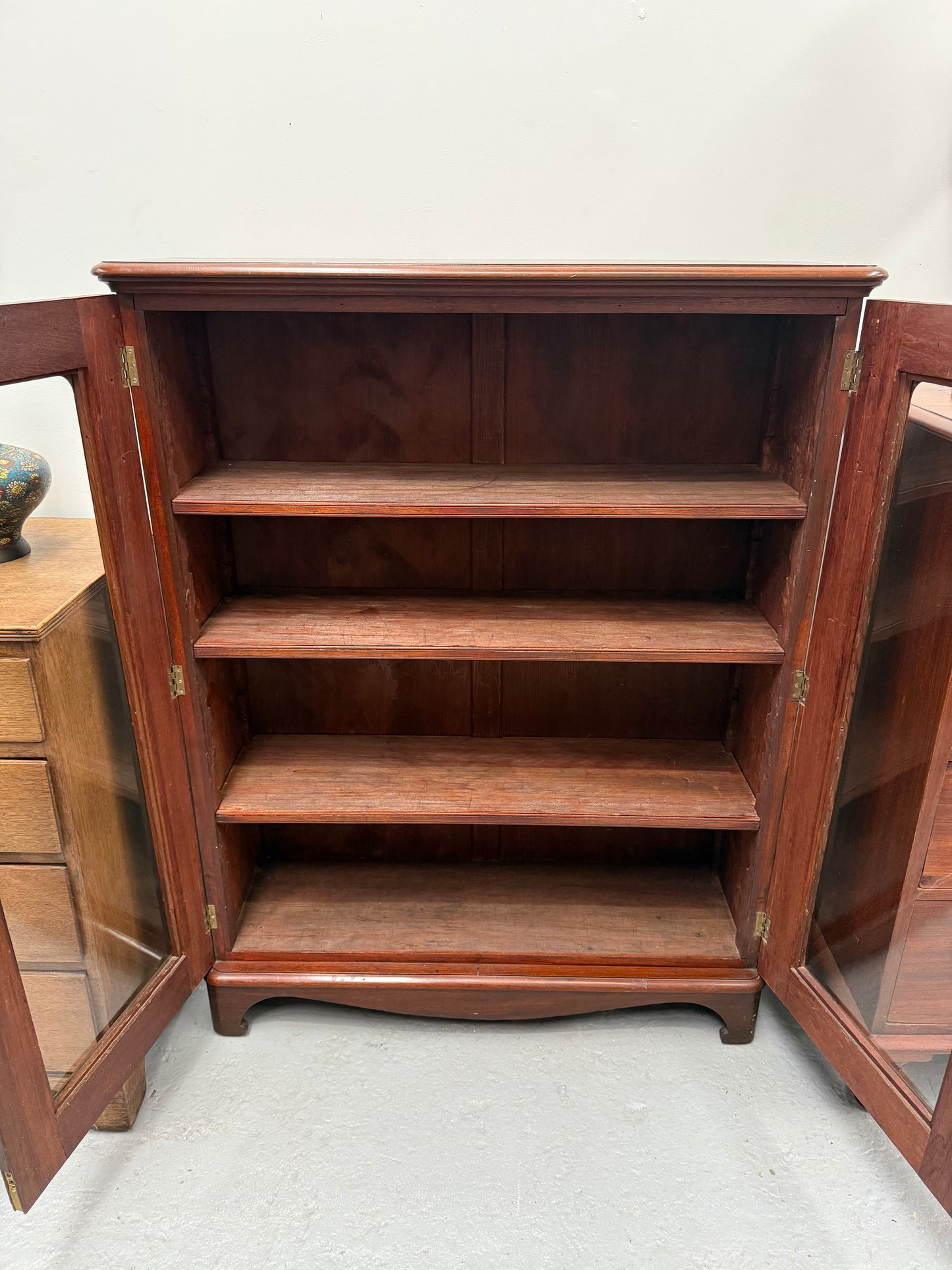 Victorian Cedar Two Door Display Cabinet / Bookcase