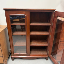 Victorian Cedar Two Door Display Cabinet / Bookcase