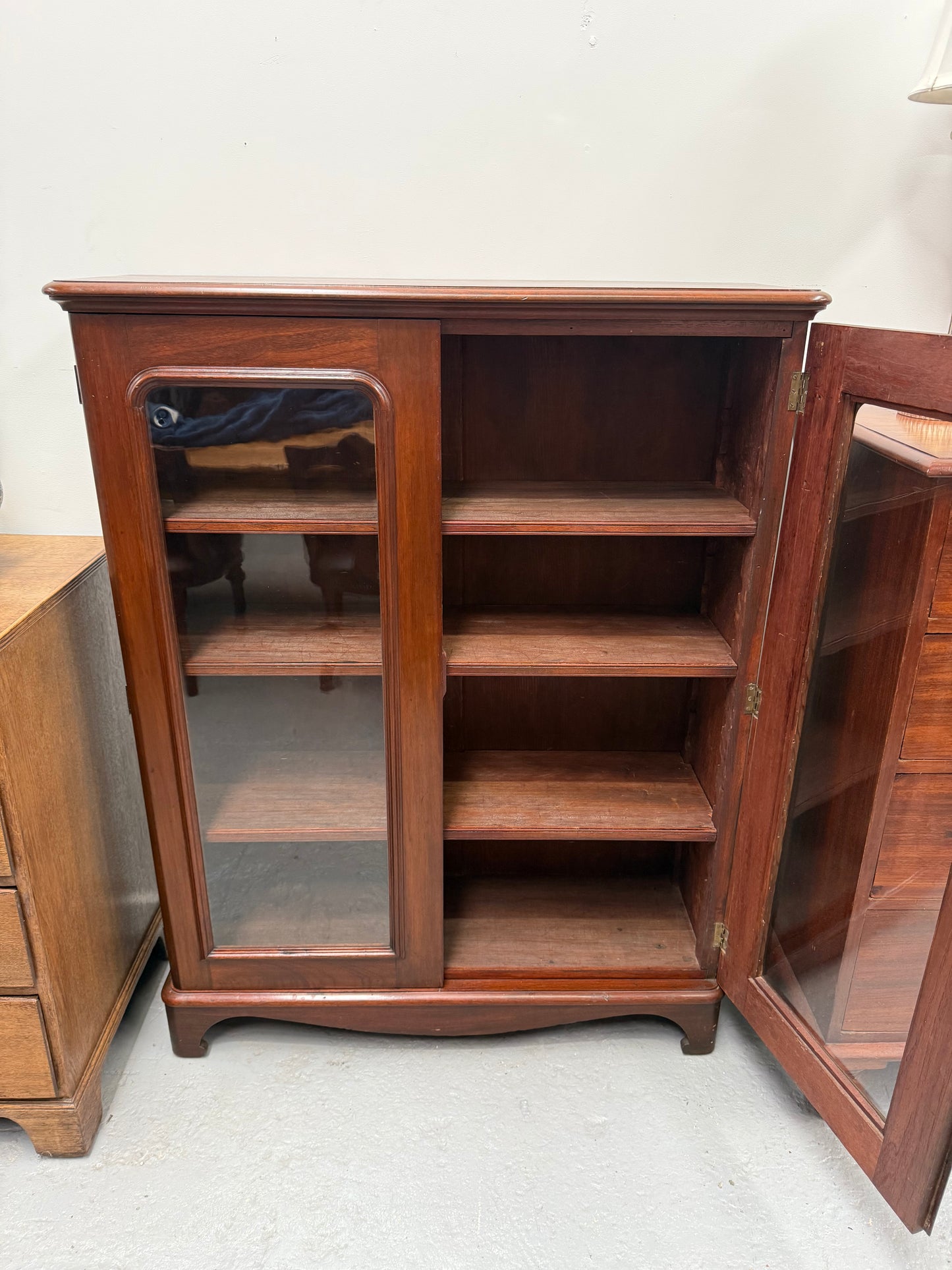 Victorian Cedar Two Door Display Cabinet / Bookcase