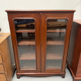 Victorian Cedar Two Door Display Cabinet / Bookcase