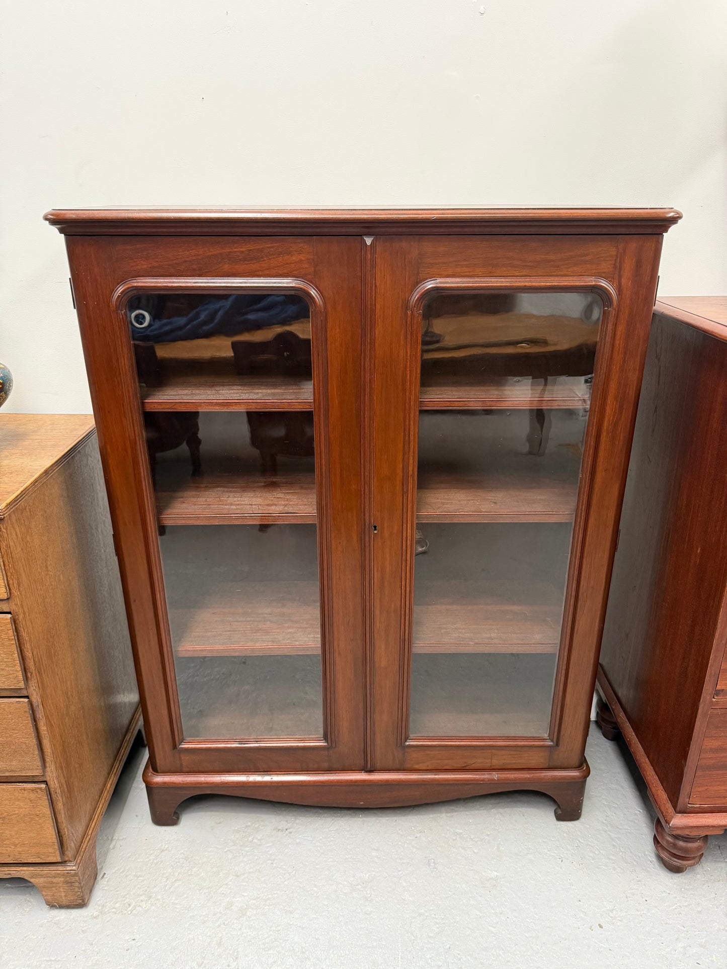 Victorian Cedar Two Door Display Cabinet / Bookcase