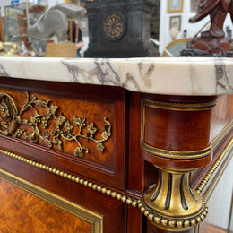 Beautiful French Louis XVI Style Mahogany & Amboyna Commode