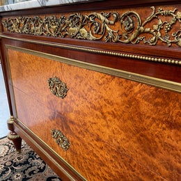 Beautiful French Louis XVI Style Mahogany & Amboyna Commode