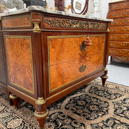 Beautiful French Louis XVI Style Mahogany & Amboyna Commode