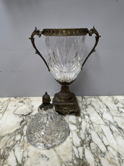 Decorative Cut Glass & Metal Urn With Lid | Antique & Vintage | Moonee Ponds Antiques | Australia Wide Delivery