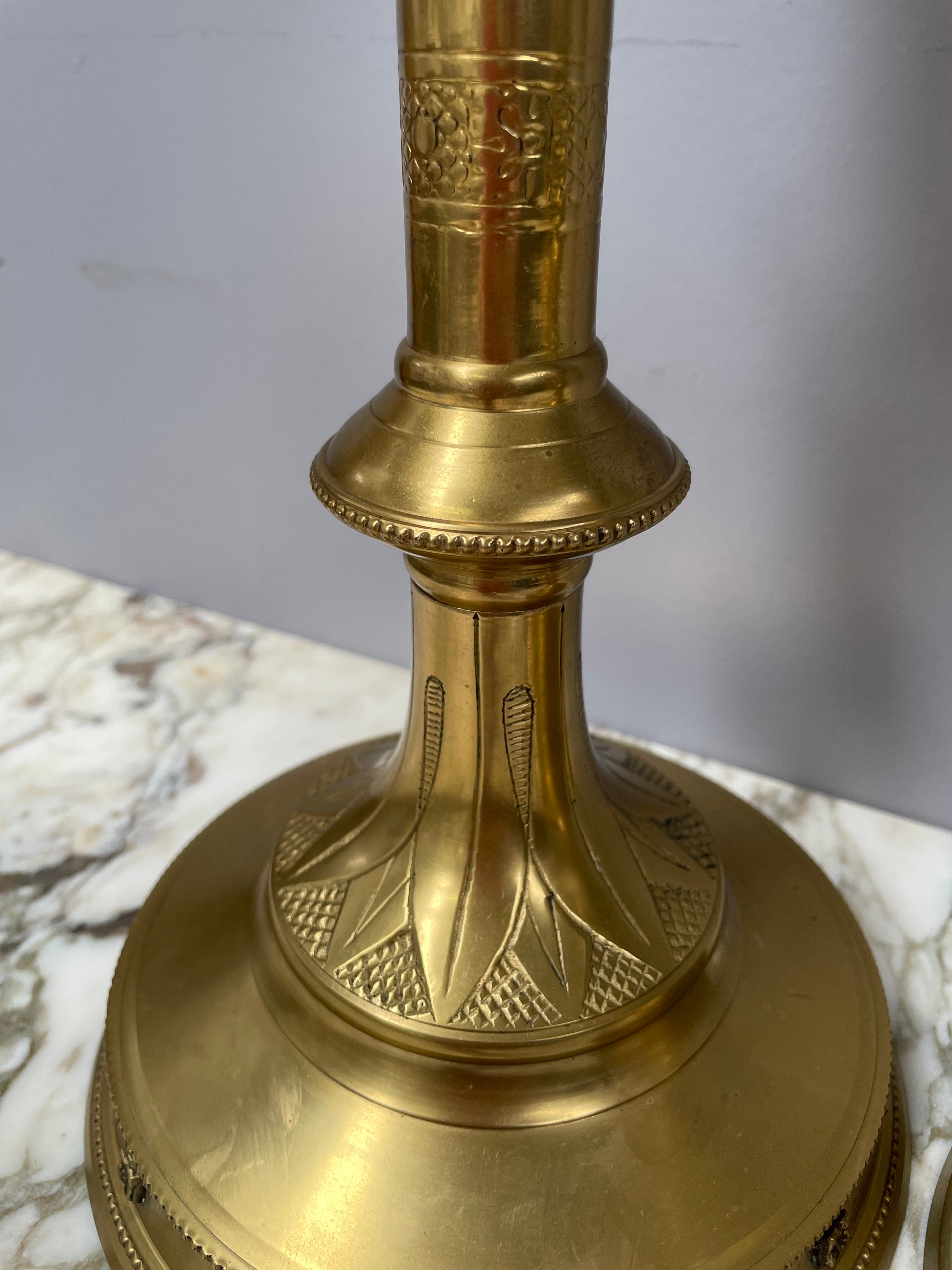 Stunning Pair 19th Century Gilt Brass Church Candlesticks | Antique & Vintage | Moonee Ponds Antiques | Australia Wide Delivery