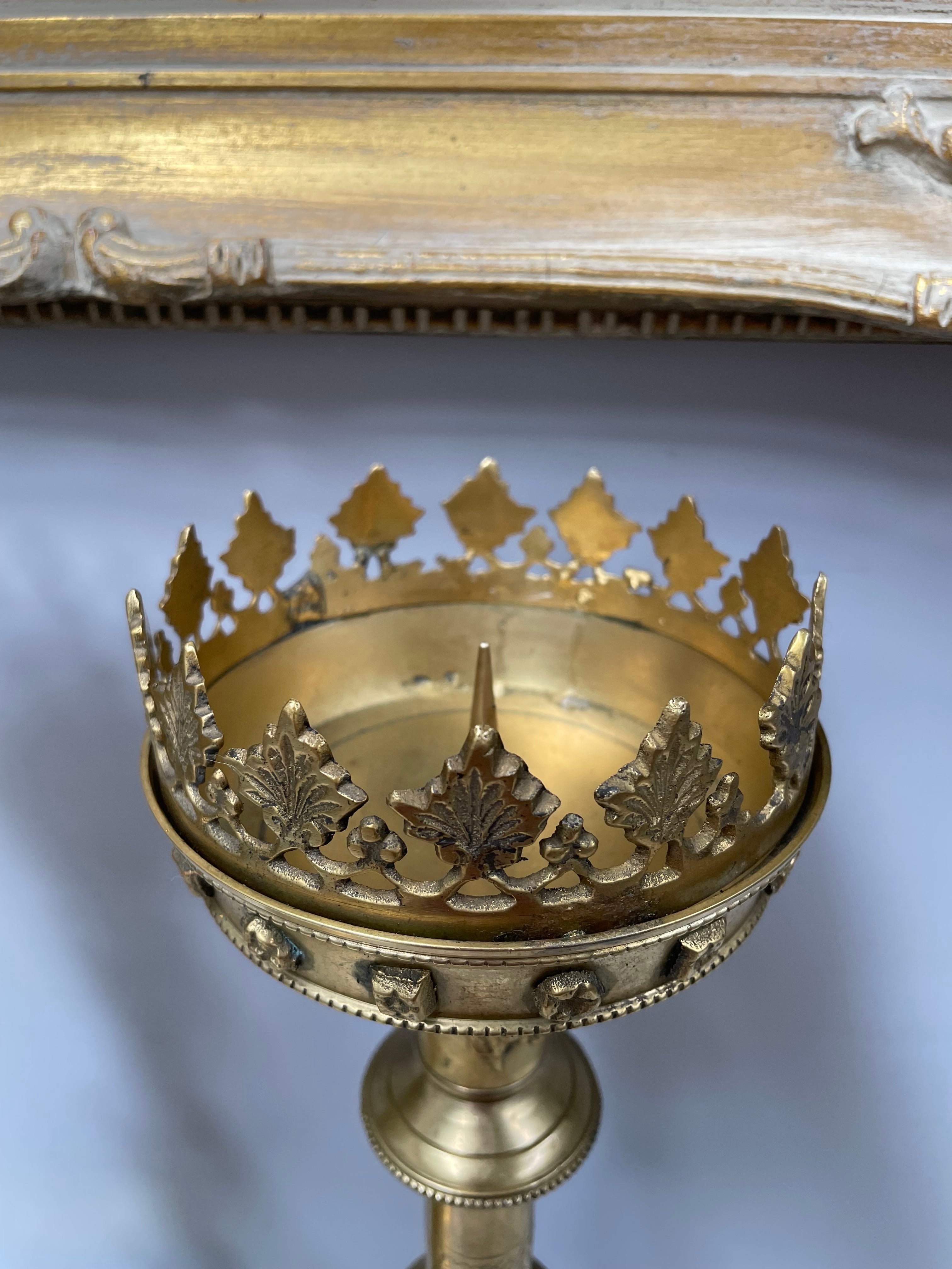 Stunning Pair 19th Century Gilt Brass Church Candlesticks | Antique & Vintage | Moonee Ponds Antiques | Australia Wide Delivery