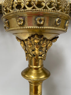 Stunning Pair 19th Century Gilt Brass Church Candlesticks | Antique & Vintage | Moonee Ponds Antiques | Australia Wide Delivery